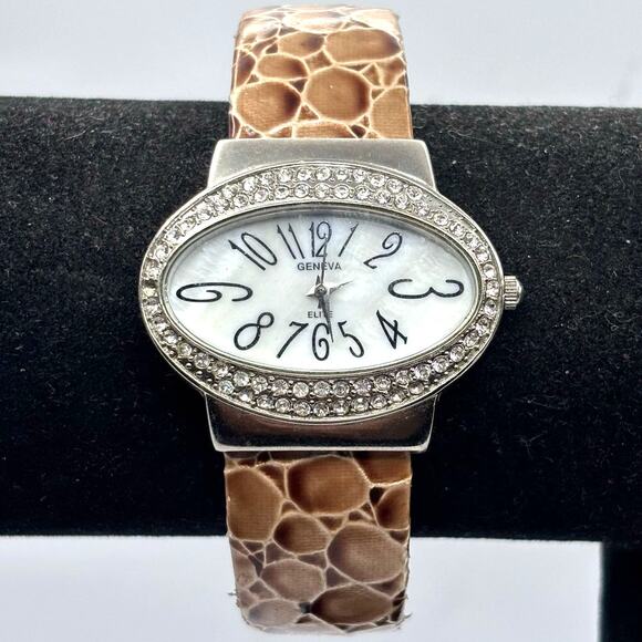 Y2K Silver & Brown Cuff Watch - Picture 1 of 3